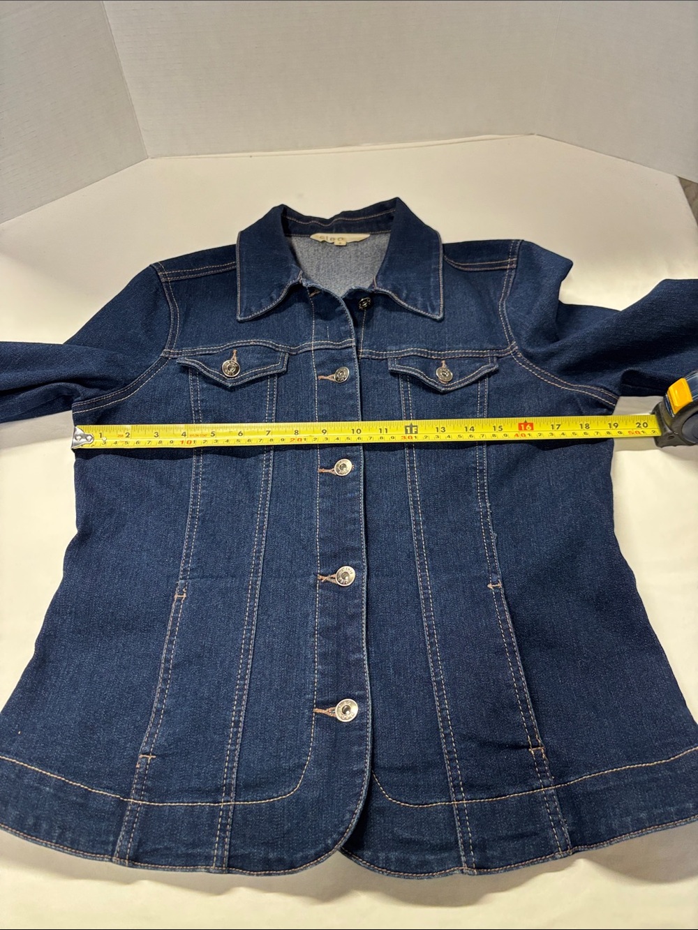 cleo Dark Blue Denim Jacket with Button Front - Picture 7 of 8